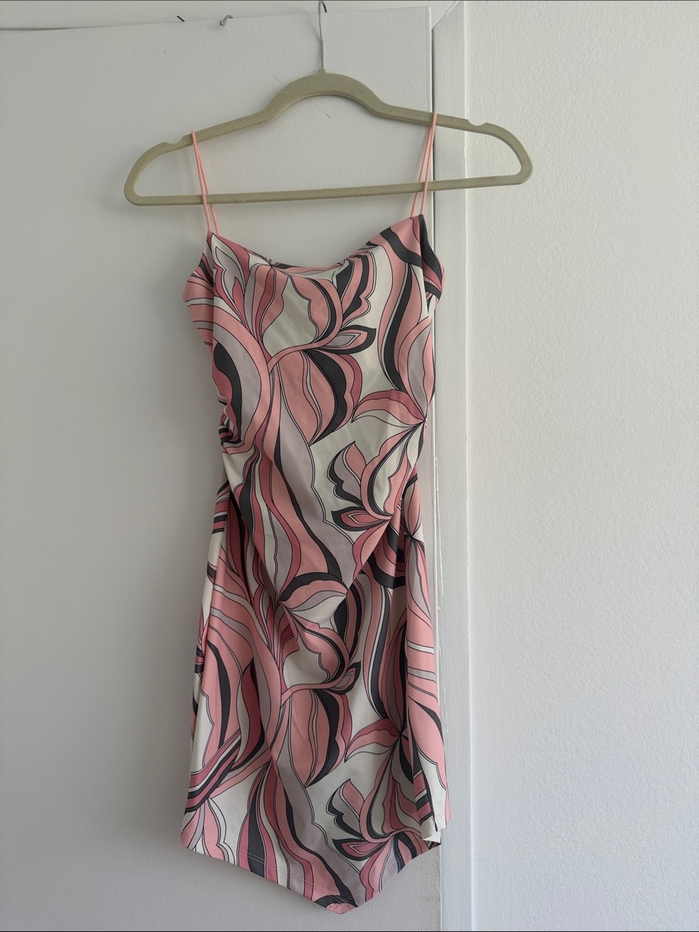 H&M Pink Swirl Slip Dress with Abstract Print